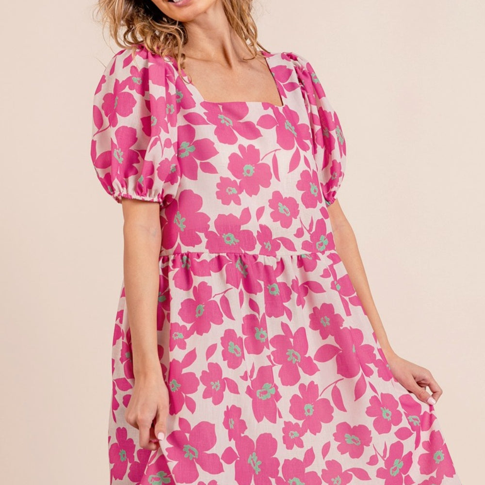 
                      
                        Printed Square Neck Puff Sleeve Mini Dress
                      
                    