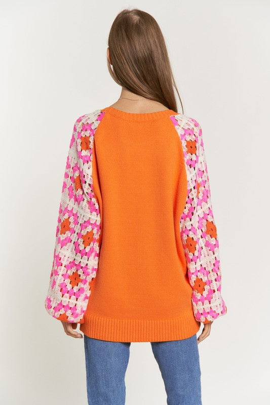 Norah Crochet Sleeve Sweater