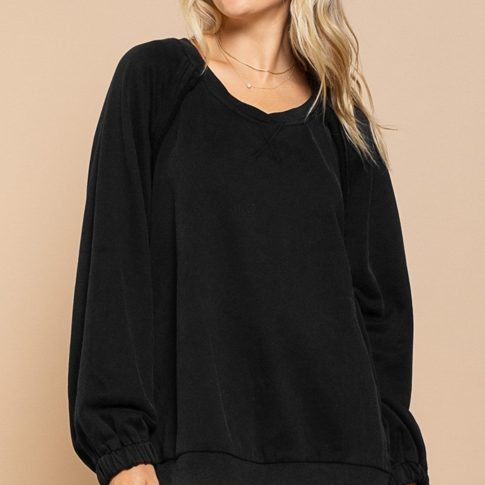 Back Cross Strap Detail Balloon Sleeve Sweatshirt