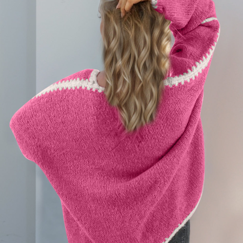 
                      
                        Contrast Open Front Dropped Shoulder Cardigan
                      
                    