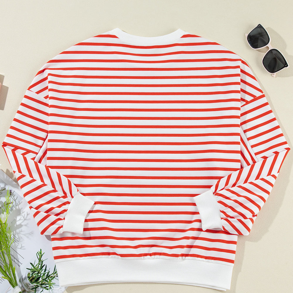 
                      
                        Striped Dropped Shoulder Long Sleeve Sweatshirt
                      
                    