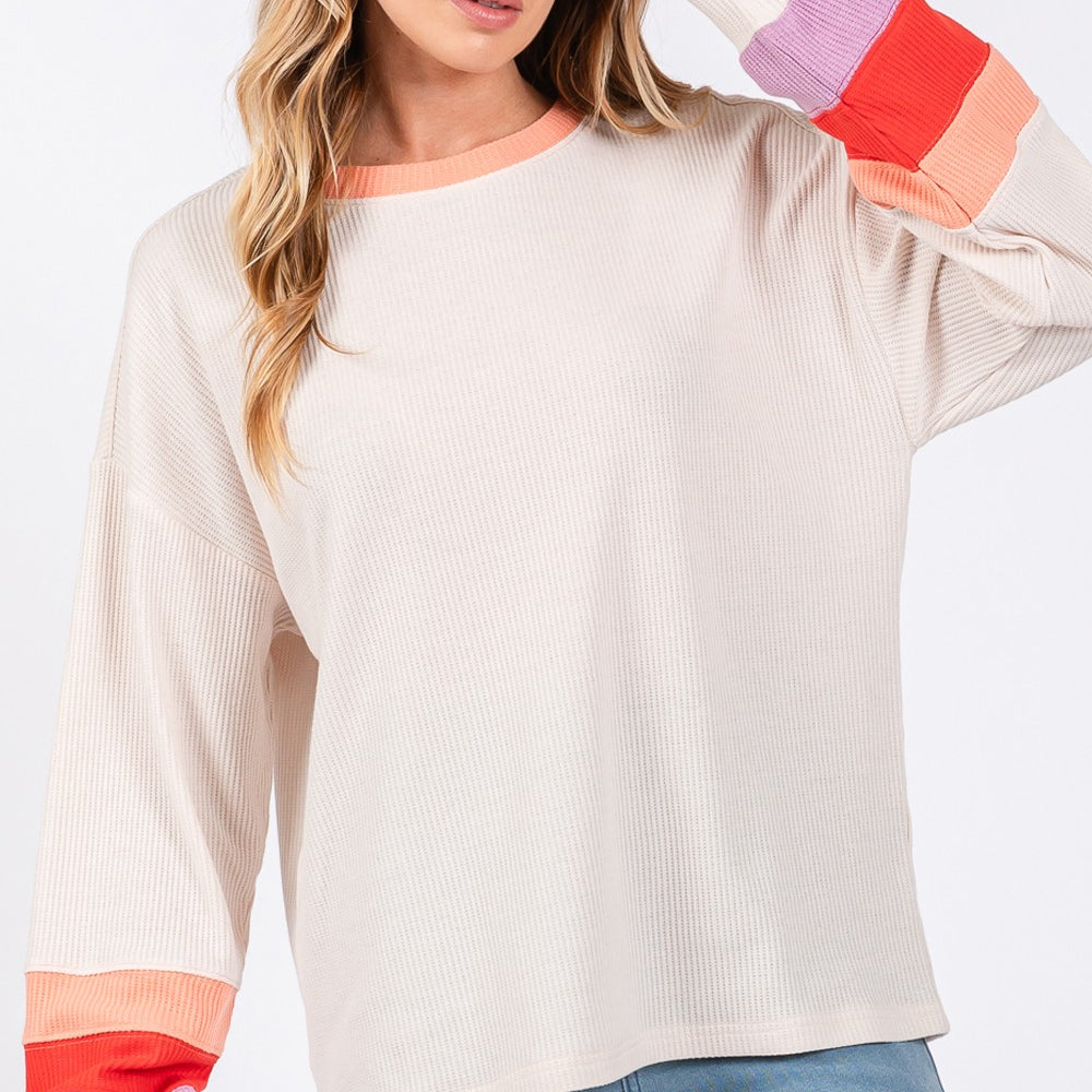 
                      
                        Color Block Waffle Knit T-Shirt
                      
                    