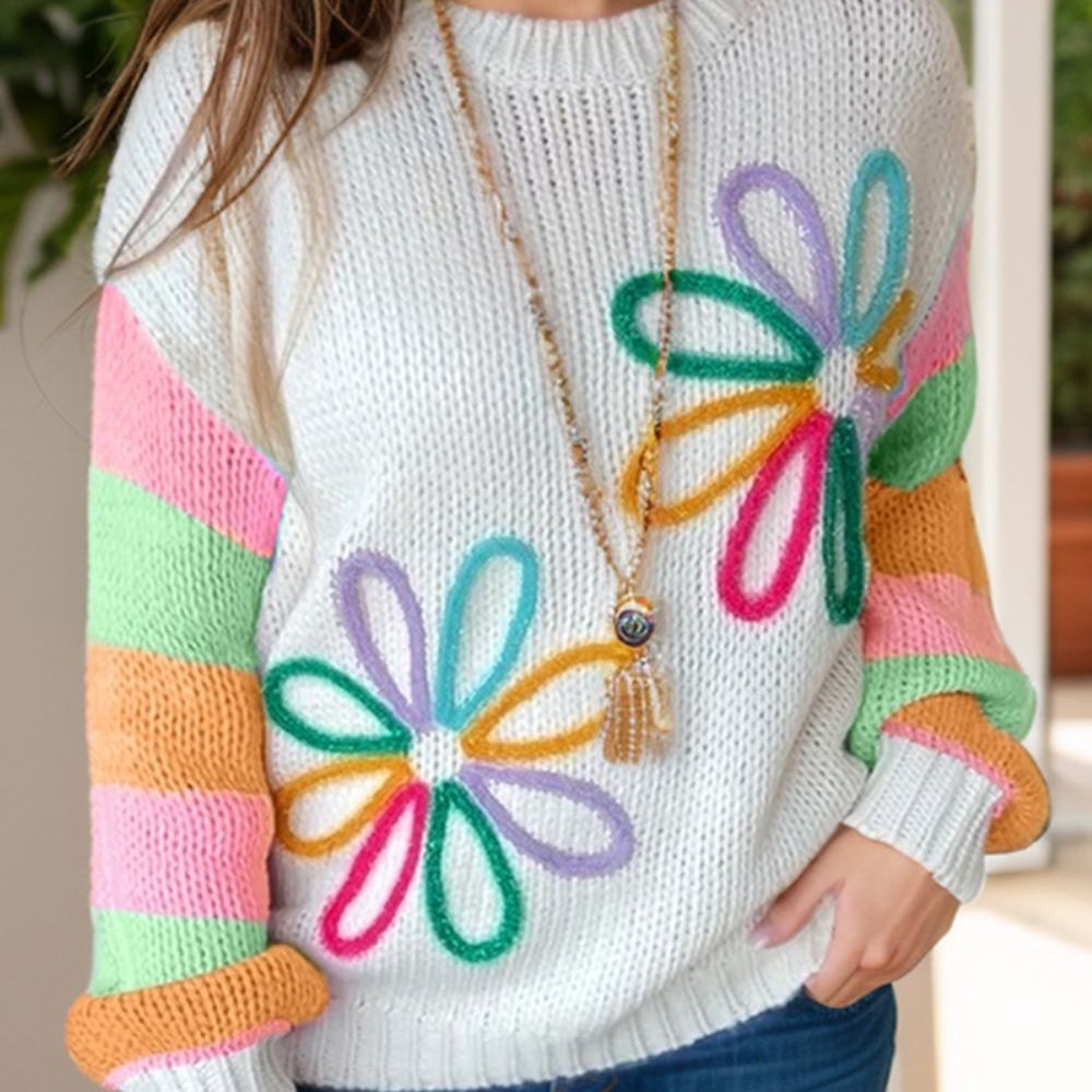 Color Block Round Neck Sweater