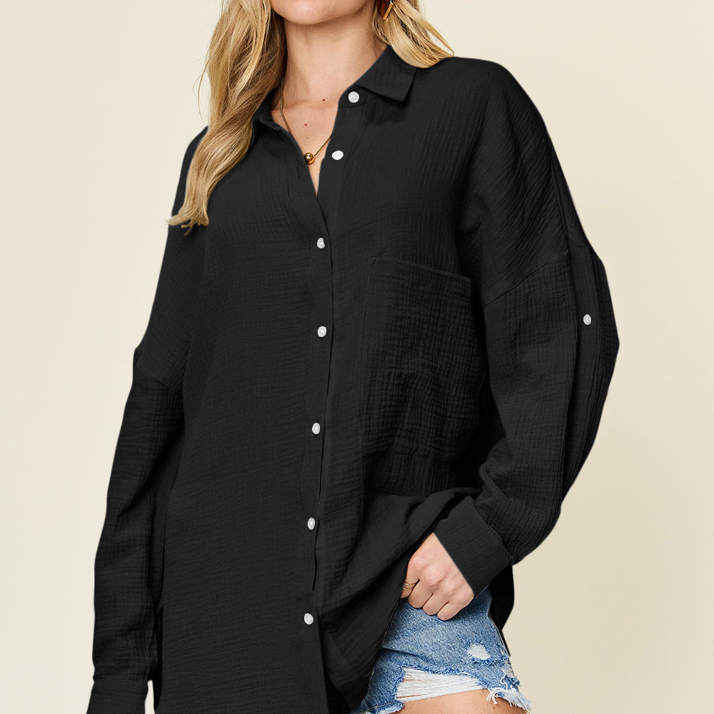 
                      
                        Pocketed Texture Button Up Shirt
                      
                    