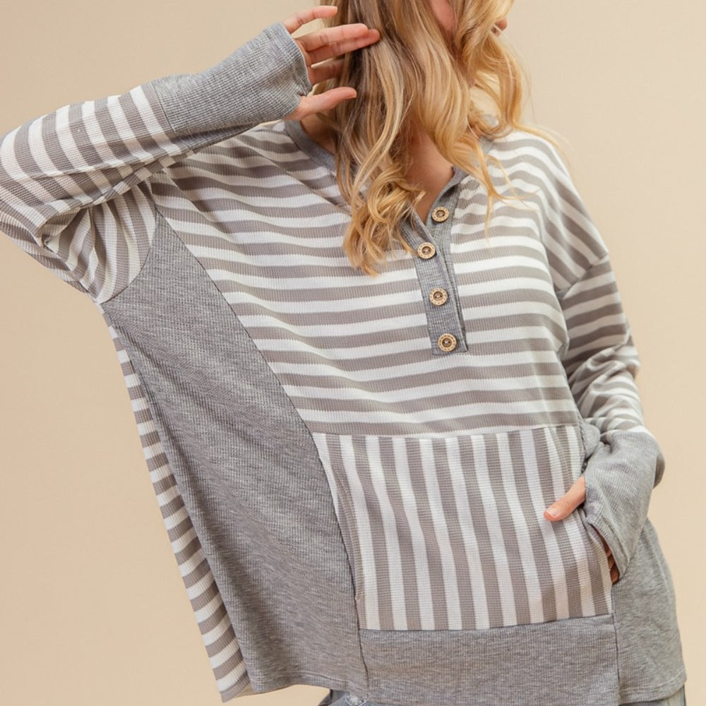 
                      
                        Striped Thumbhole Long Sleeve Top
                      
                    