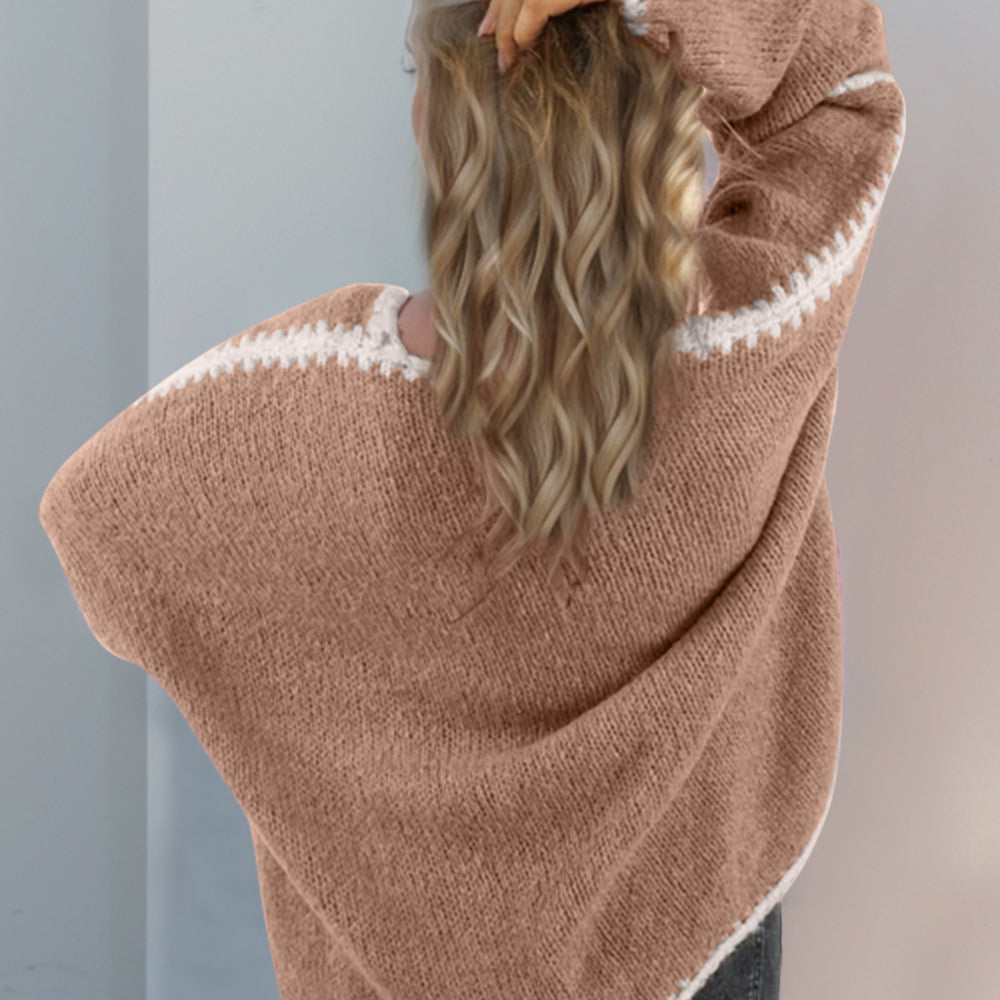 
                      
                        Contrast Open Front Dropped Shoulder Cardigan
                      
                    