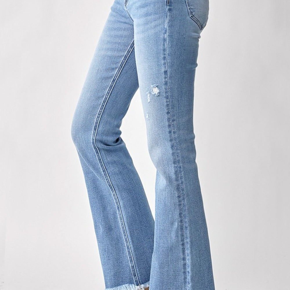 
                      
                        RISEN High Rise Frayed Hem Bootcut Jeans
                      
                    