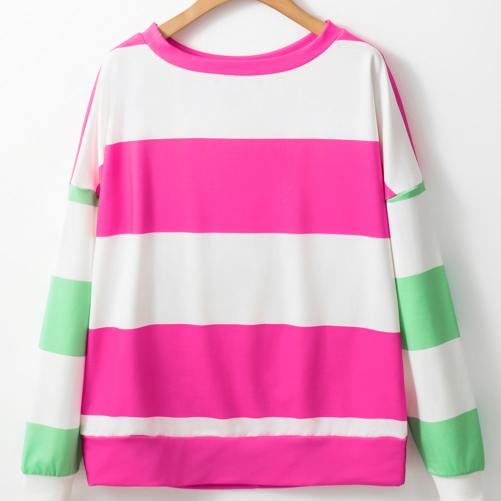 
                      
                        Contrast Color Block Round Neck Long Sleeve Top
                      
                    