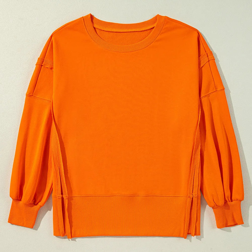 
                      
                        Exposed Seam Round Neck Long Sleeve Sweatshirt
                      
                    