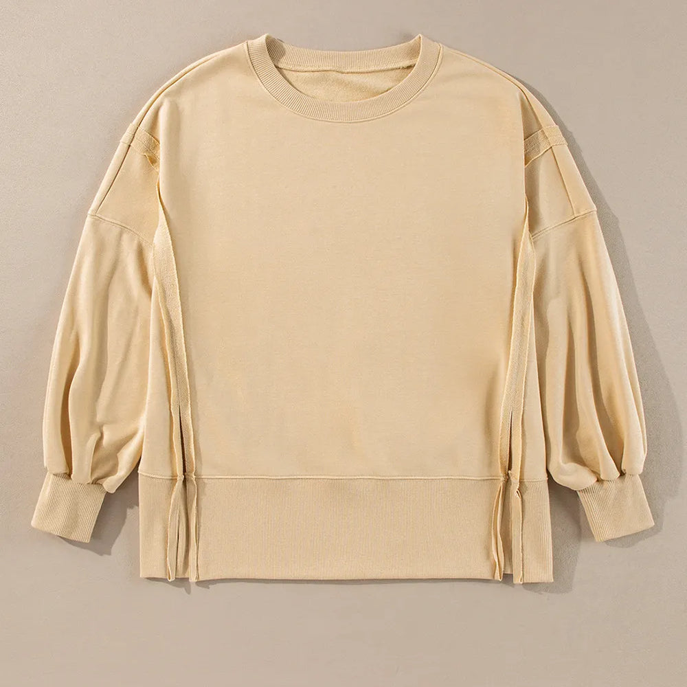 
                      
                        Exposed Seam Round Neck Long Sleeve Sweatshirt
                      
                    