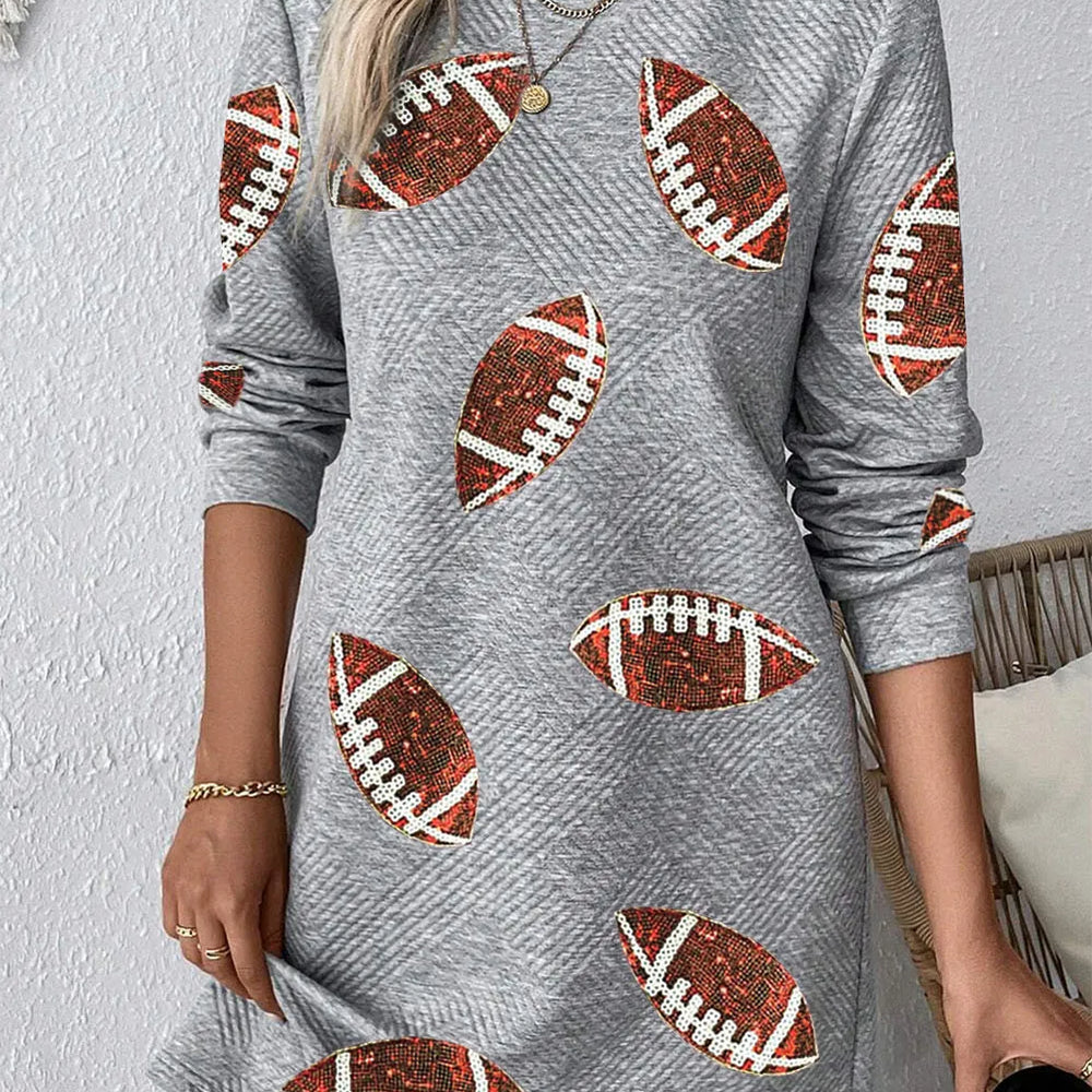 Sequin Football Long Sleeve Mini Dress