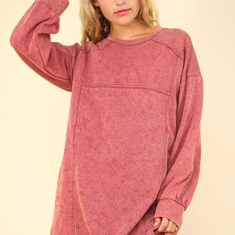 Mineral Washed Oversized Sweatshirt Mini Dress