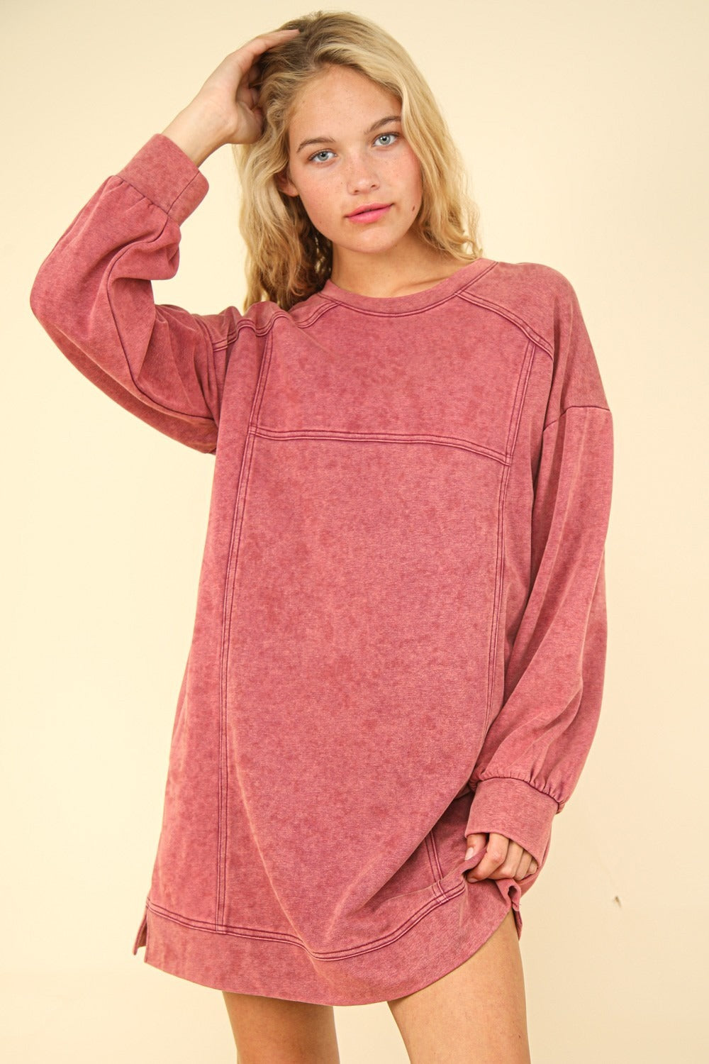 Mineral Washed Oversized Sweatshirt Mini Dress