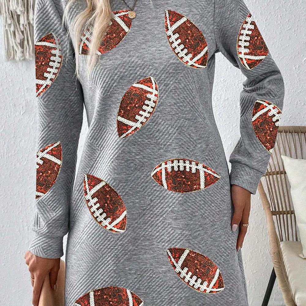 
                      
                        Sequin Football Long Sleeve Mini Dress
                      
                    