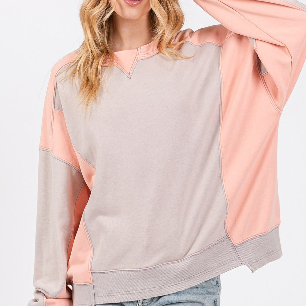 
                      
                        Color Block Round Neck Sweatshirt
                      
                    