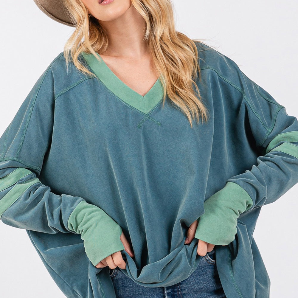 
                      
                        Mineral Wash Side Slit Contrast Top
                      
                    