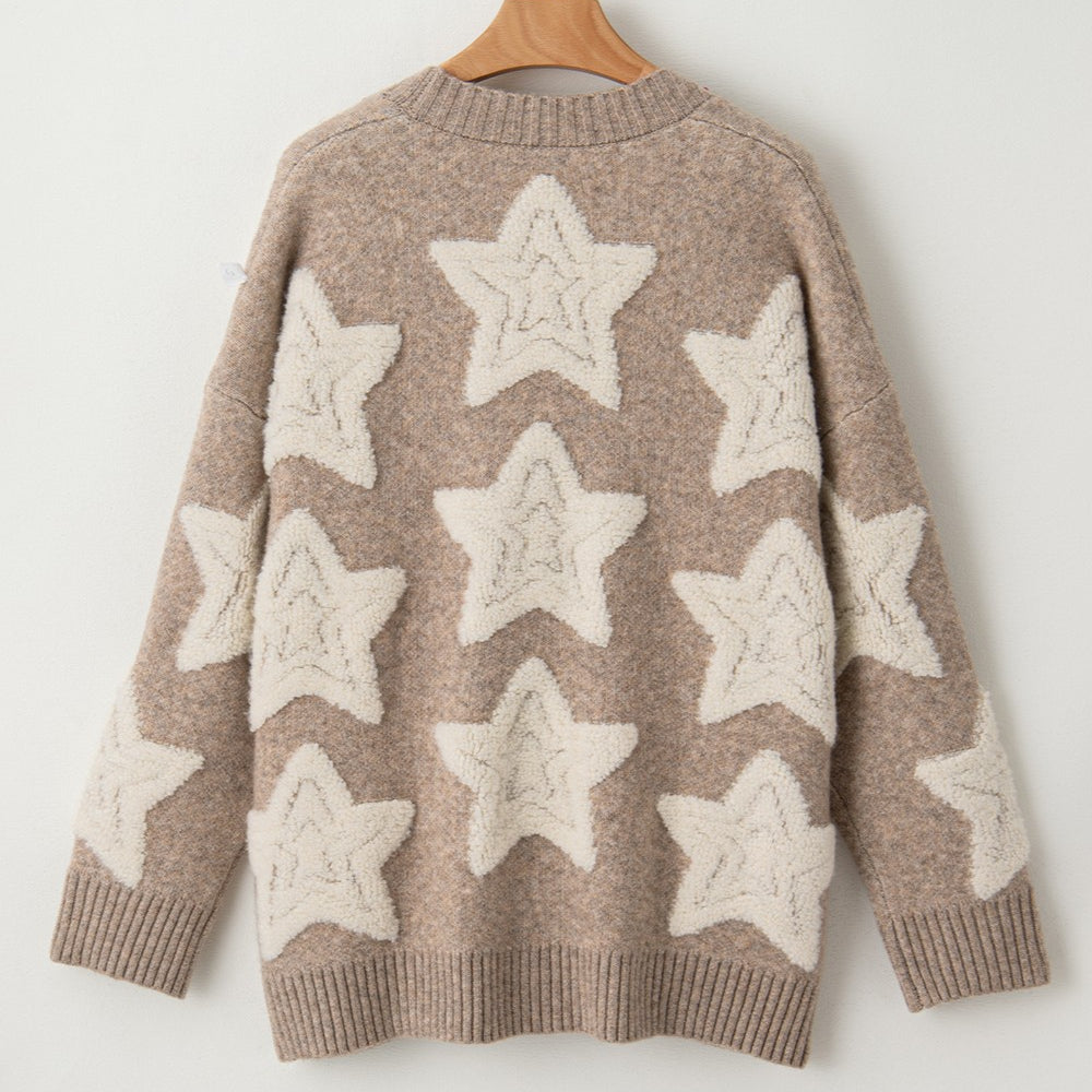 
                      
                        Star Button Up Long Sleeve Cardigan
                      
                    