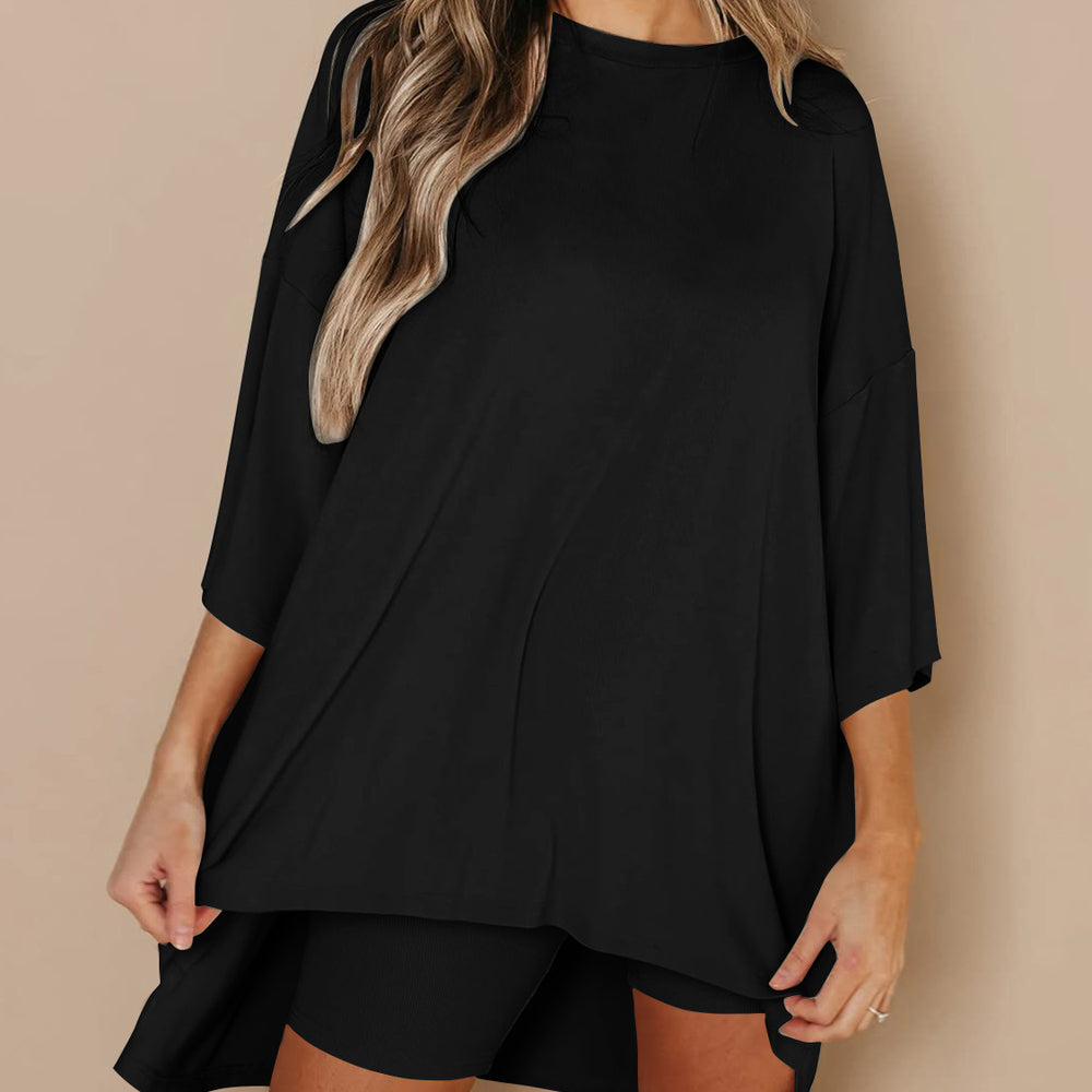 Round Neck Top and Shorts Set