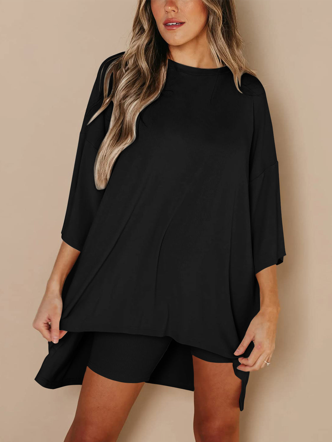 Round Neck Top and Shorts Set