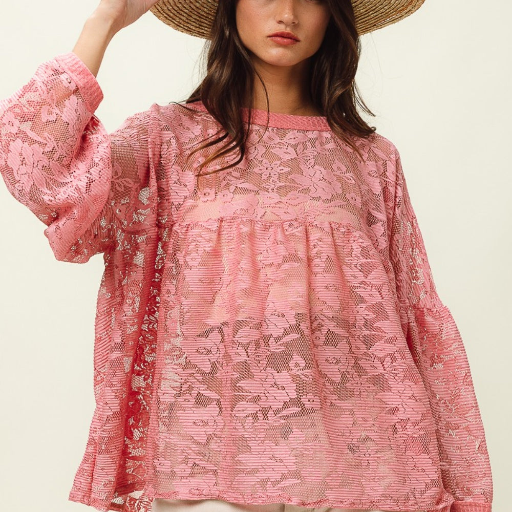 
                      
                        Floral Lace Long Sleeve Top
                      
                    