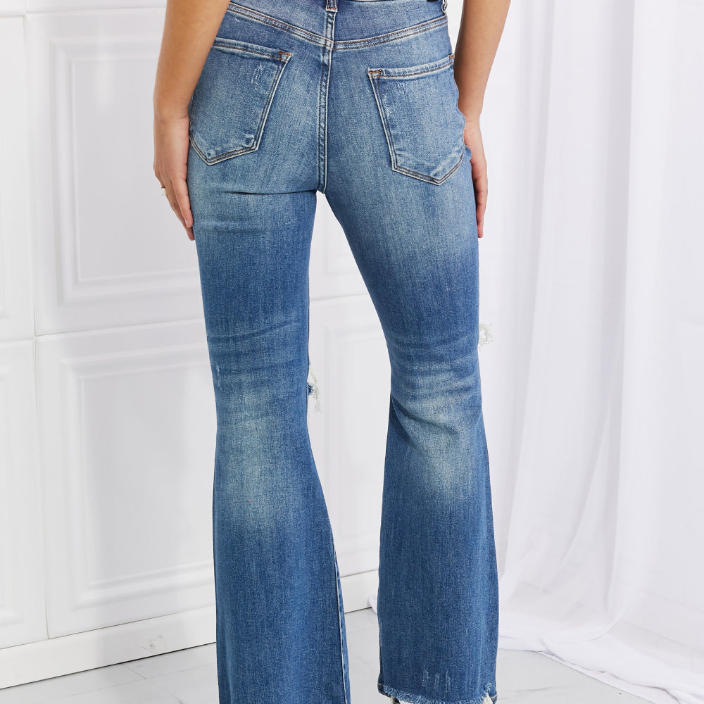 
                      
                        RISEN Hazel High Rise Distressed Flare Jeans
                      
                    