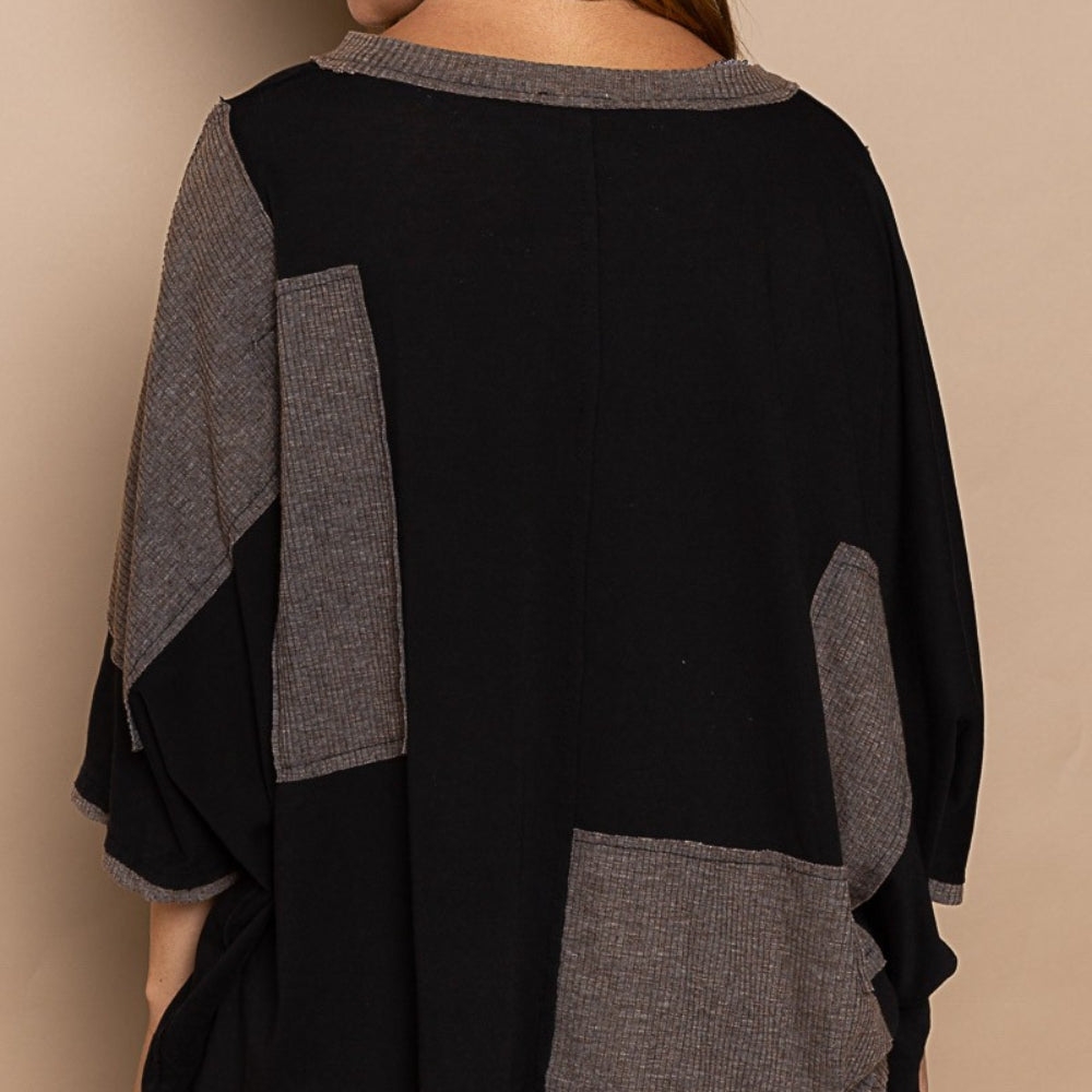 Frayed Edge Patchwork Oversized T-Shirt