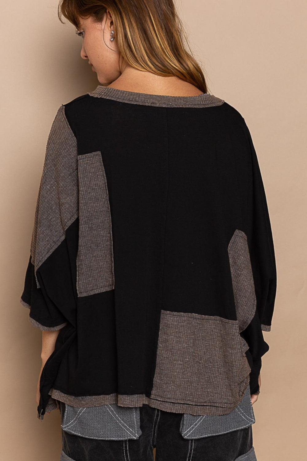 Frayed Edge Patchwork Oversized T-Shirt