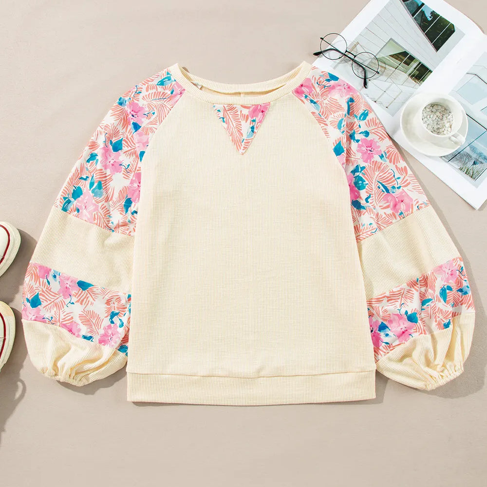 
                      
                        Printed Round Neck Balloon Sleeve Blouse
                      
                    