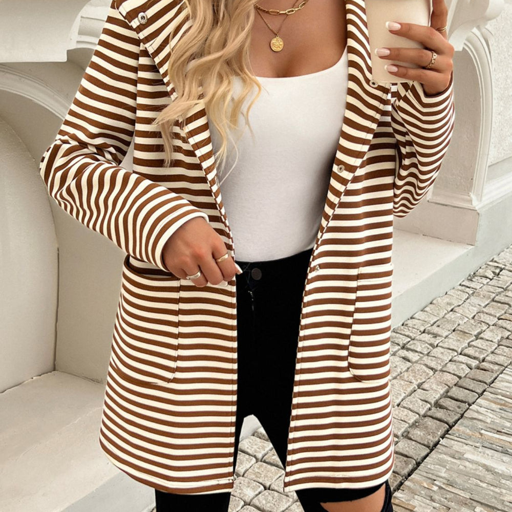 
                      
                        Striped Long Sleeve Hooded Outerwear
                      
                    