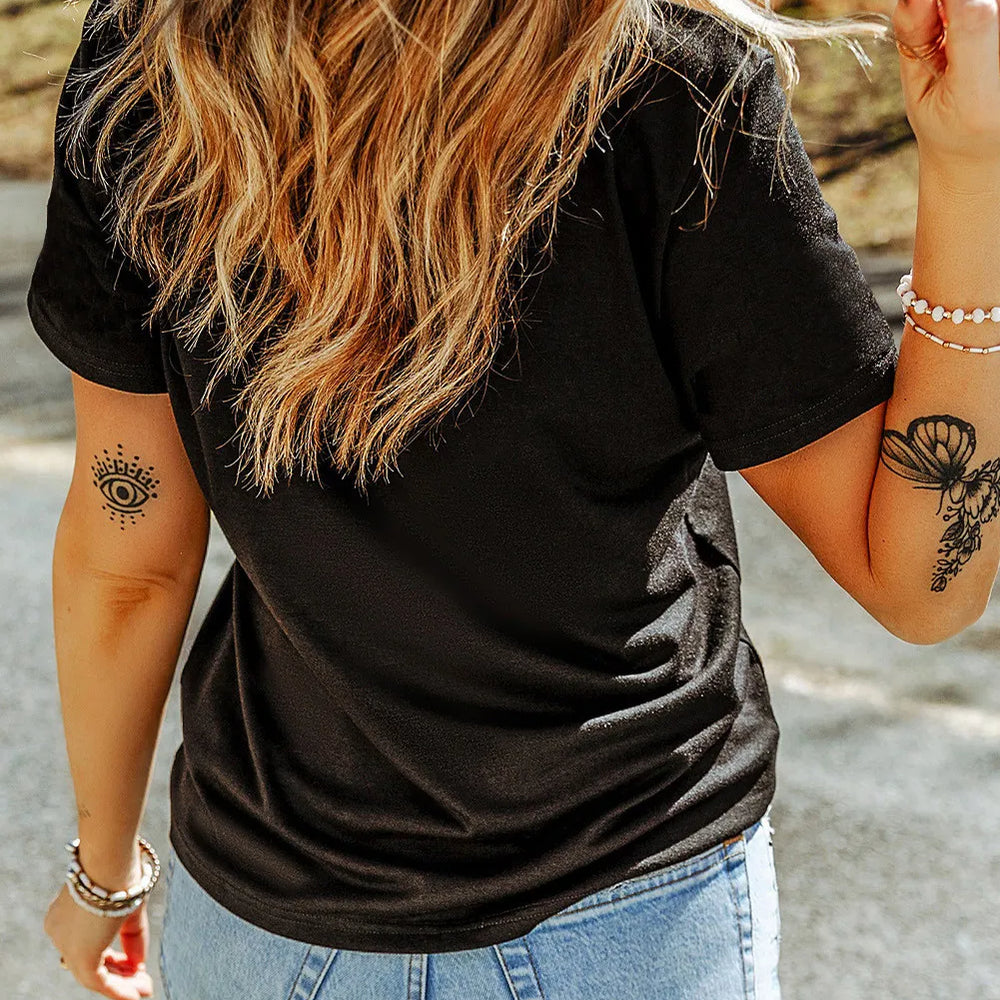 
                      
                        Sequin Round Neck Short Sleeve T-Shirt
                      
                    