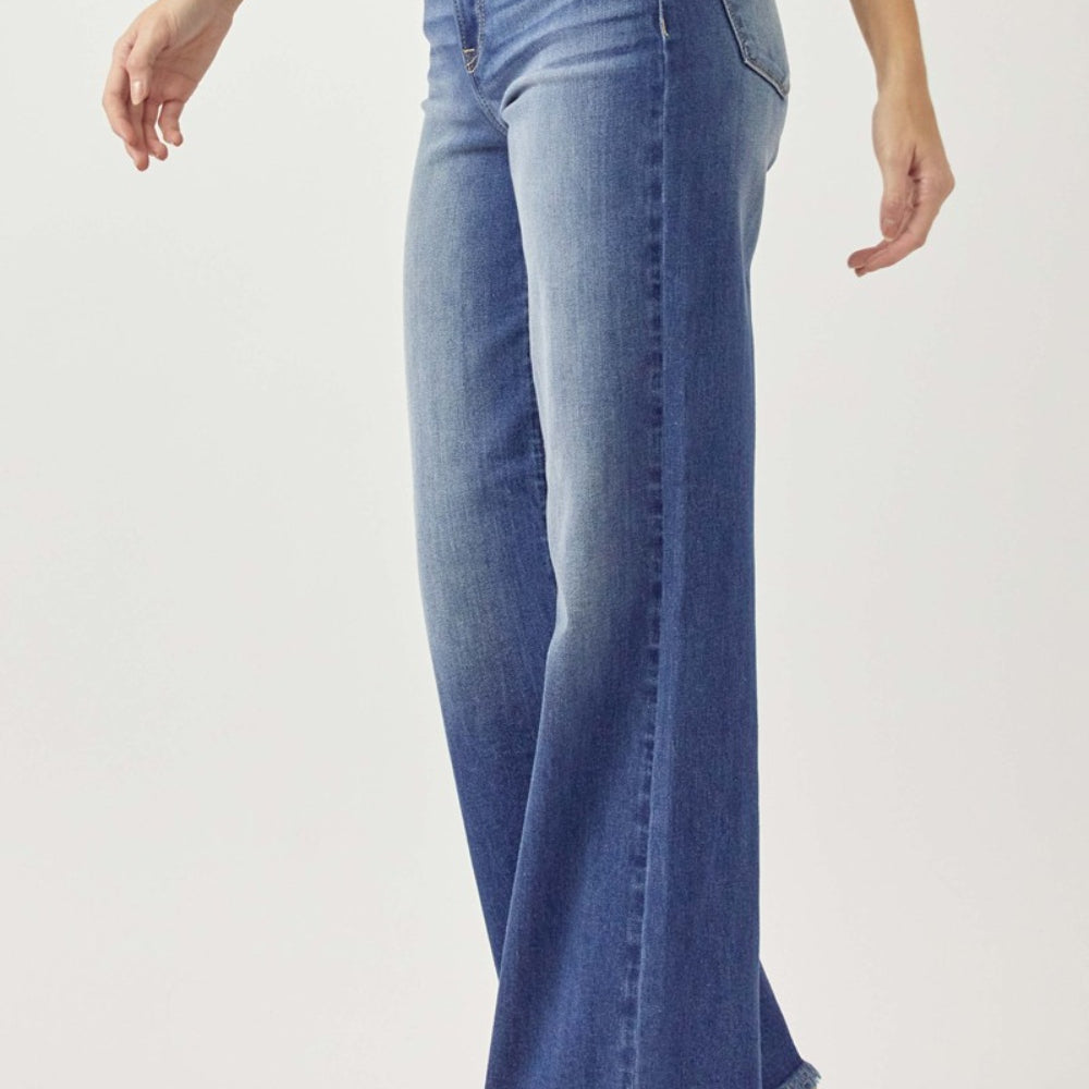 
                      
                        RISEN High Waist Raw Hem Wide Leg Jeans
                      
                    