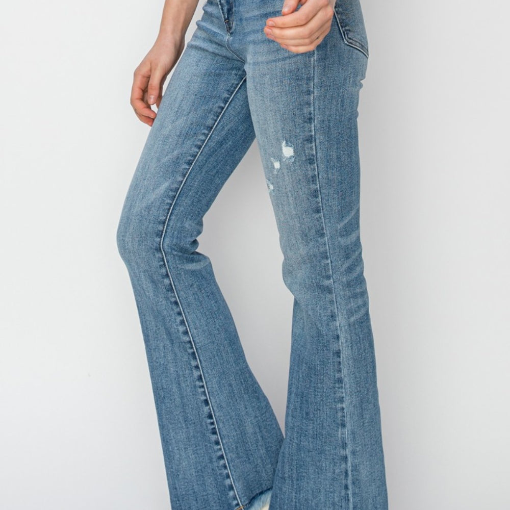 
                      
                        RISEN High Rise Frayed Hem Bootcut Jeans
                      
                    