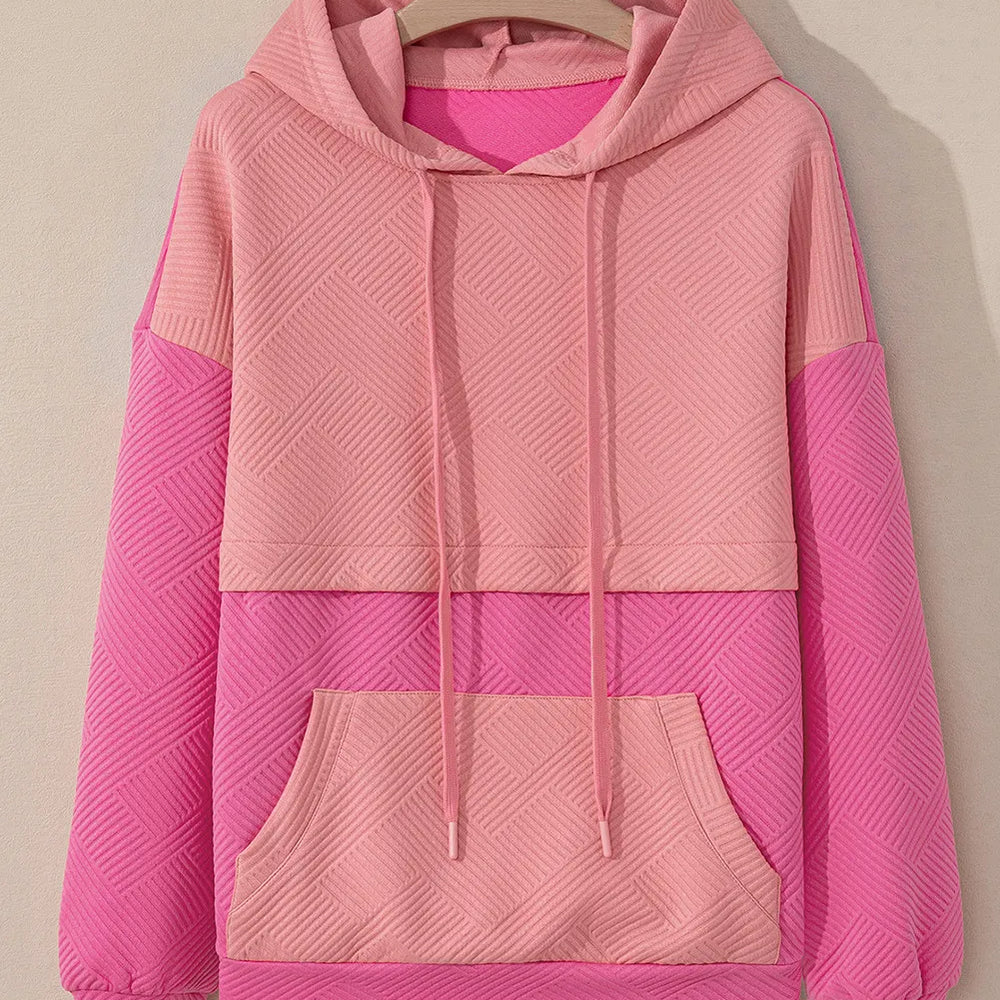 
                      
                        Drawstring Color Block Long Sleeve Hoodie
                      
                    