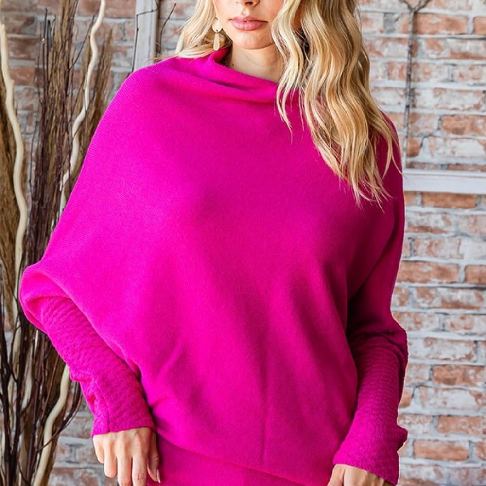 
                      
                        Asymmetrical Hem Dolman Sleeve Sweater
                      
                    