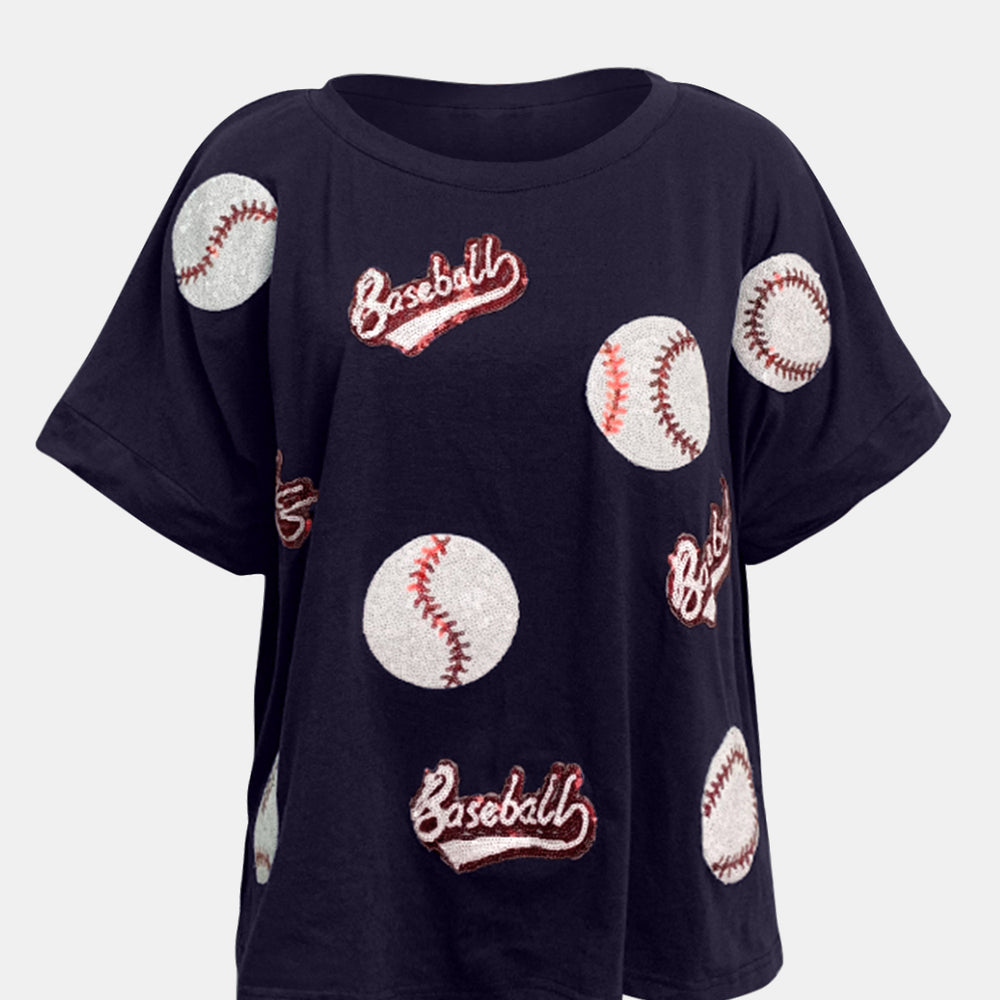 Baseball Round Neck Half Sleeve T-Shirt