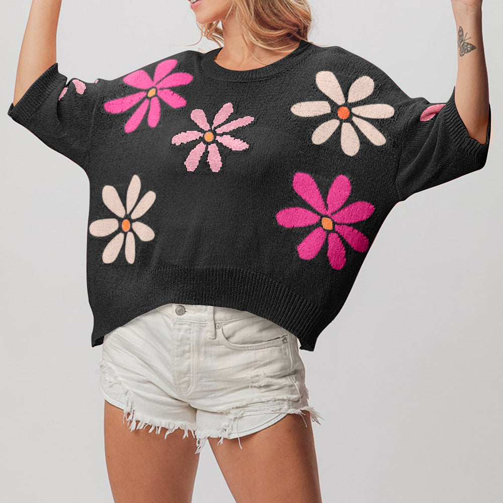 
                      
                        Floral Pattern Cropped Sweater
                      
                    