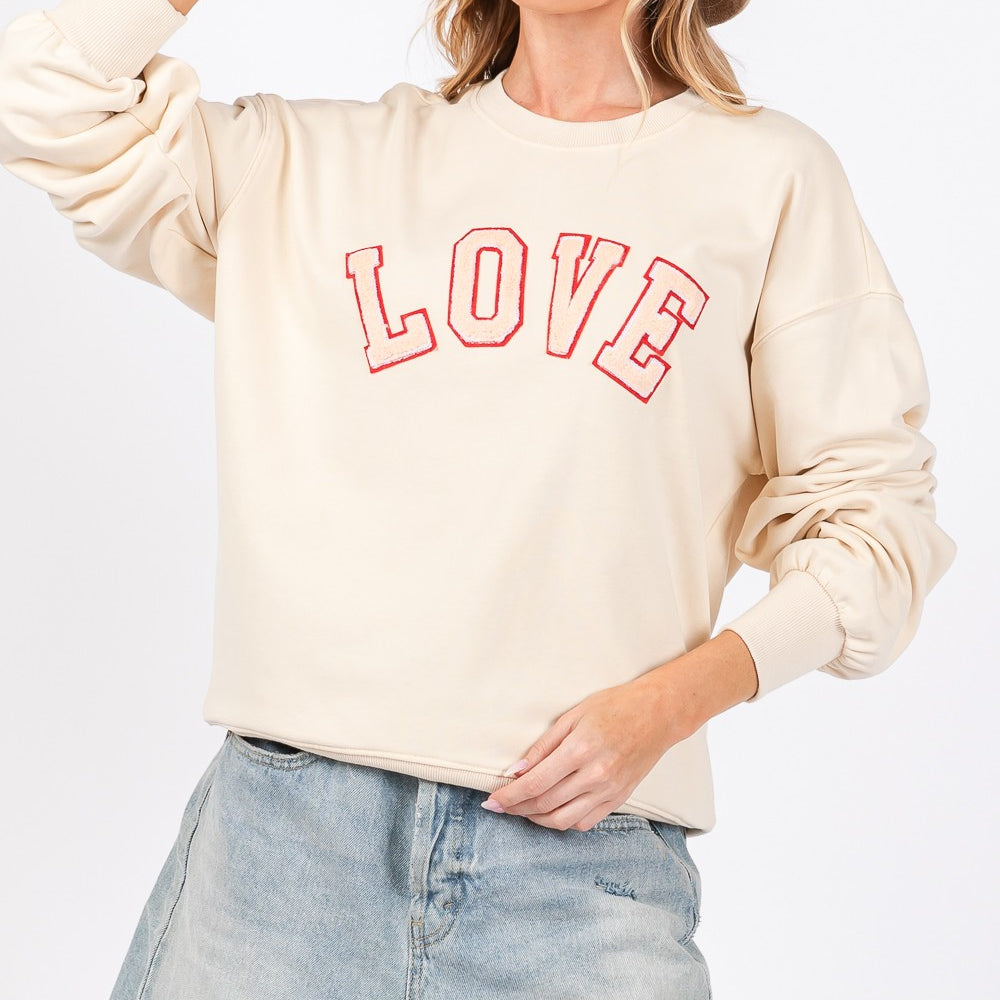 
                      
                        LOVE Path Applique Drop Shoulder Sweatshirt
                      
                    