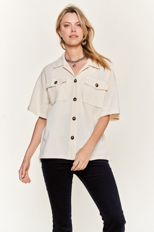 
                      
                        Smiley Back Button Down Top
                      
                    