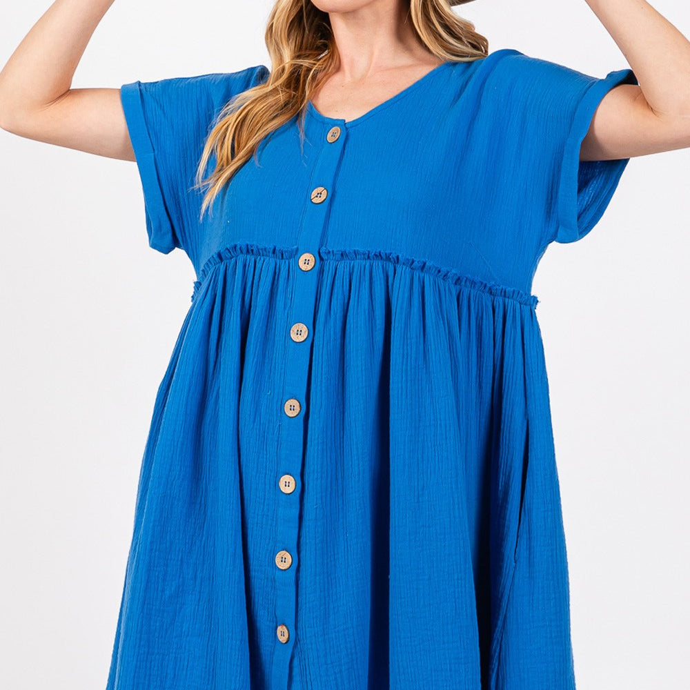 
                      
                        Button Up short Sleeve Dress
                      
                    