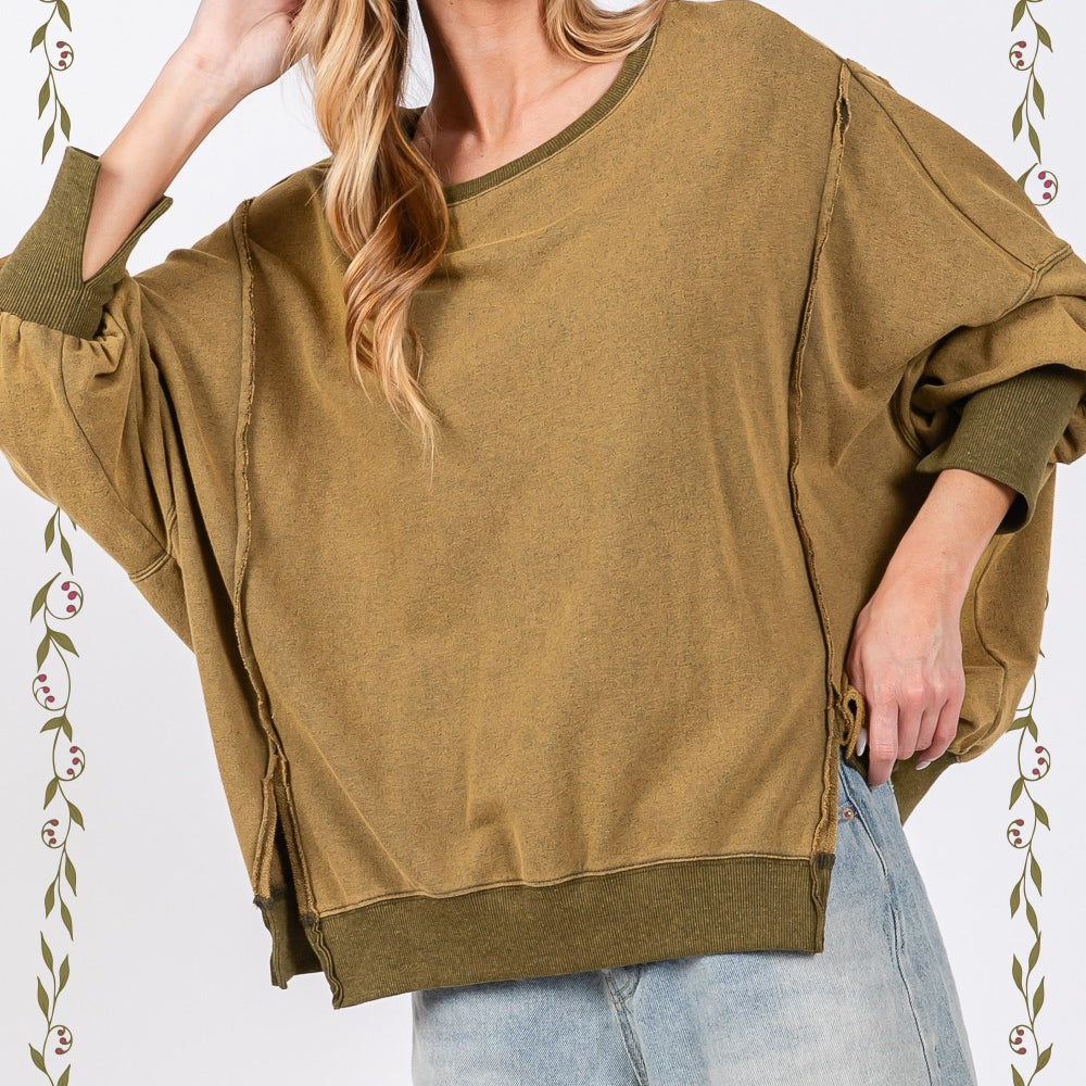 
                      
                        Mineral Wash Side Slit Oversized Sweatshirt
                      
                    