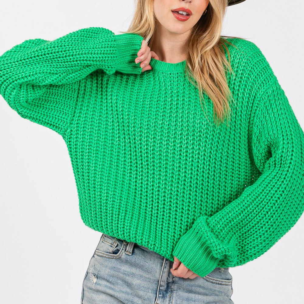 Round Neck Drop Shoulder Sweater