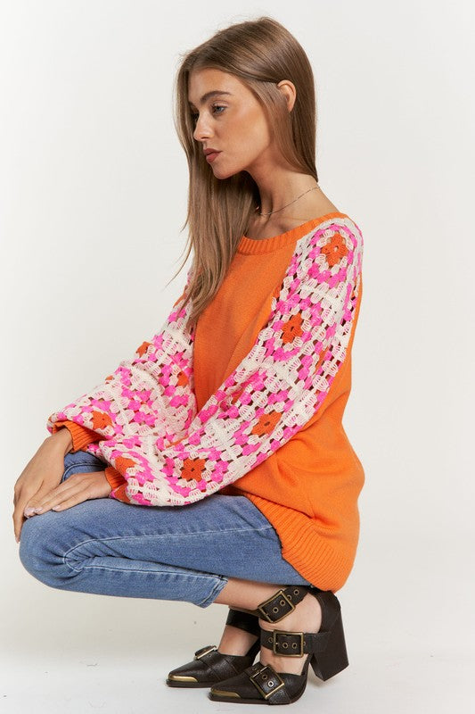 Norah Crochet Sleeve Sweater