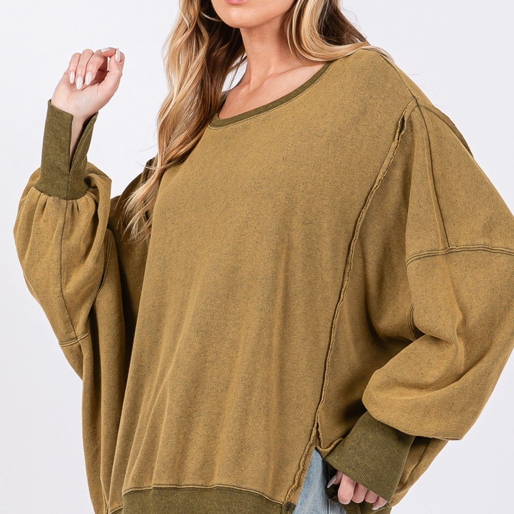 
                      
                        Mineral Wash Side Slit Oversized Sweatshirt
                      
                    