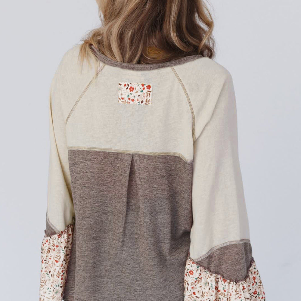 
                      
                        Floral Half Button Long Sleeve T-Shirt
                      
                    