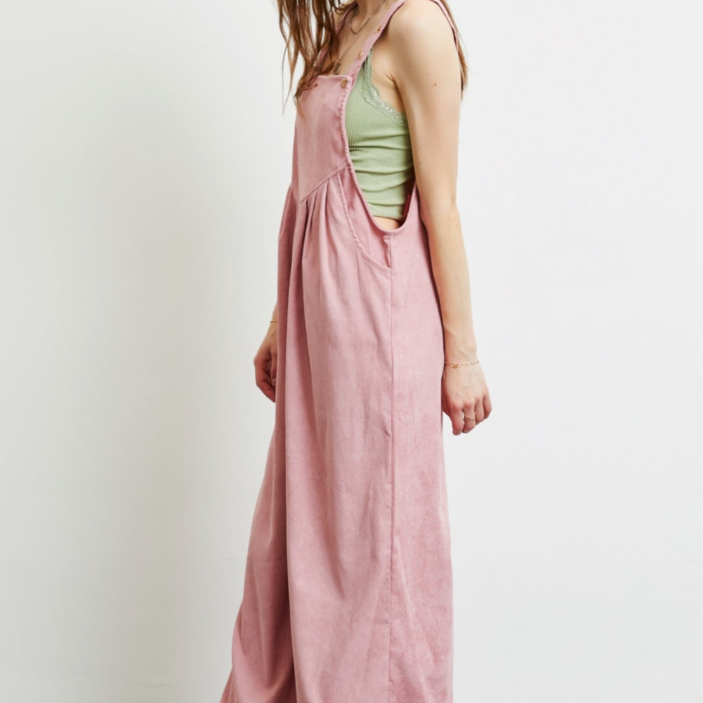 Corduroy Sleeveless Wide-Leg Overall