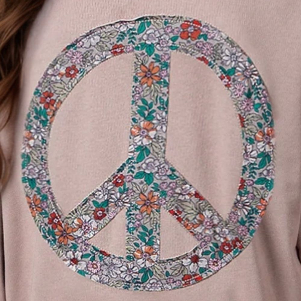 
                      
                        Peace Sign Applique Long Sleeve Sweatshirt
                      
                    