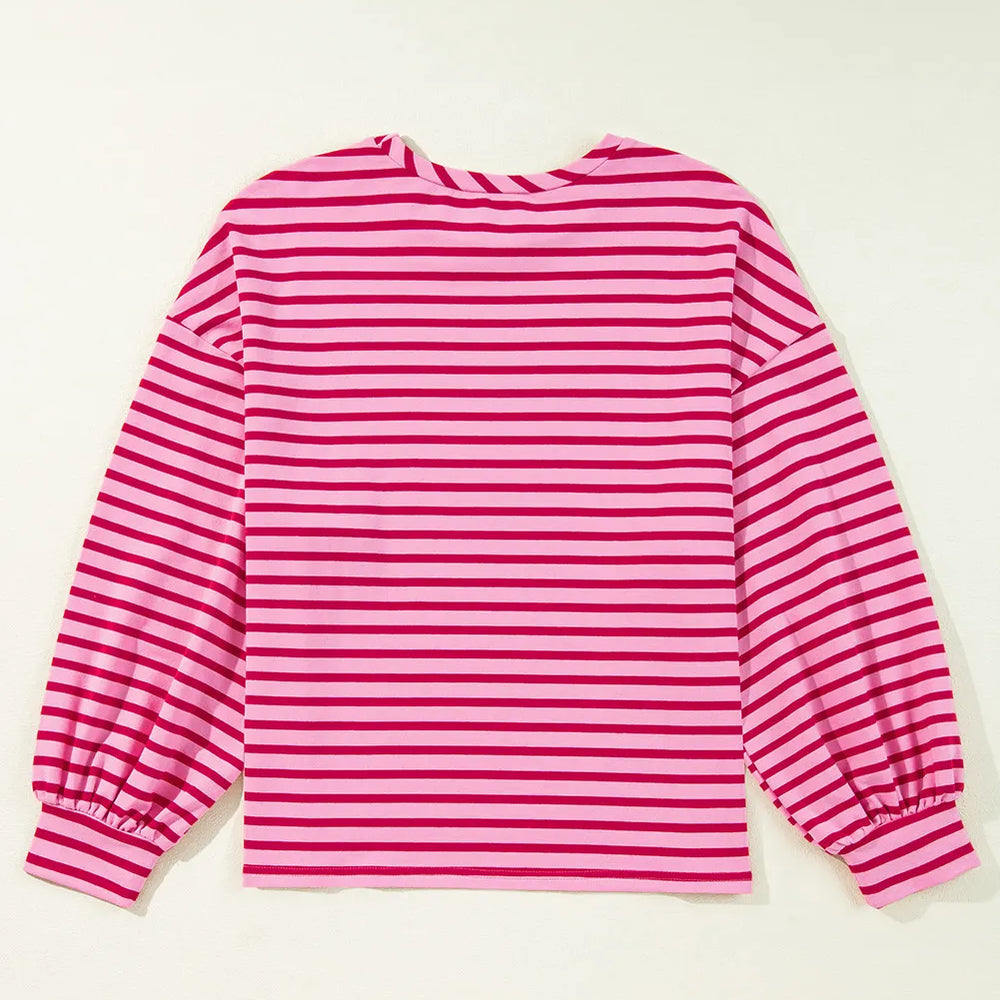 
                      
                        Striped Round Neck Long Sleeve Sweatshirt
                      
                    