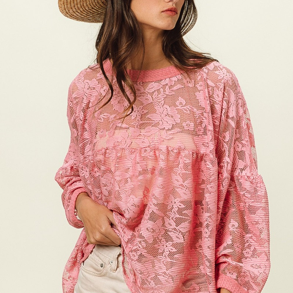 
                      
                        Floral Lace Long Sleeve Top
                      
                    