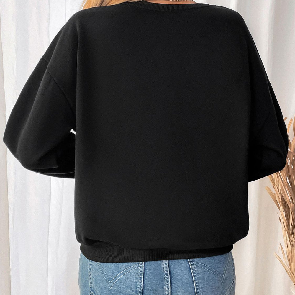 Bow Round Neck Long Sleeve Sweatshirt