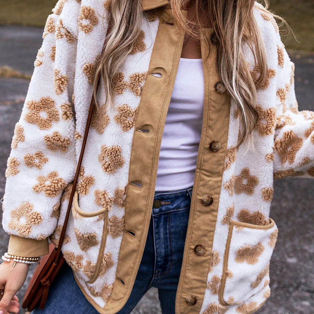 Flower Button Up Long Sleeve Jacket